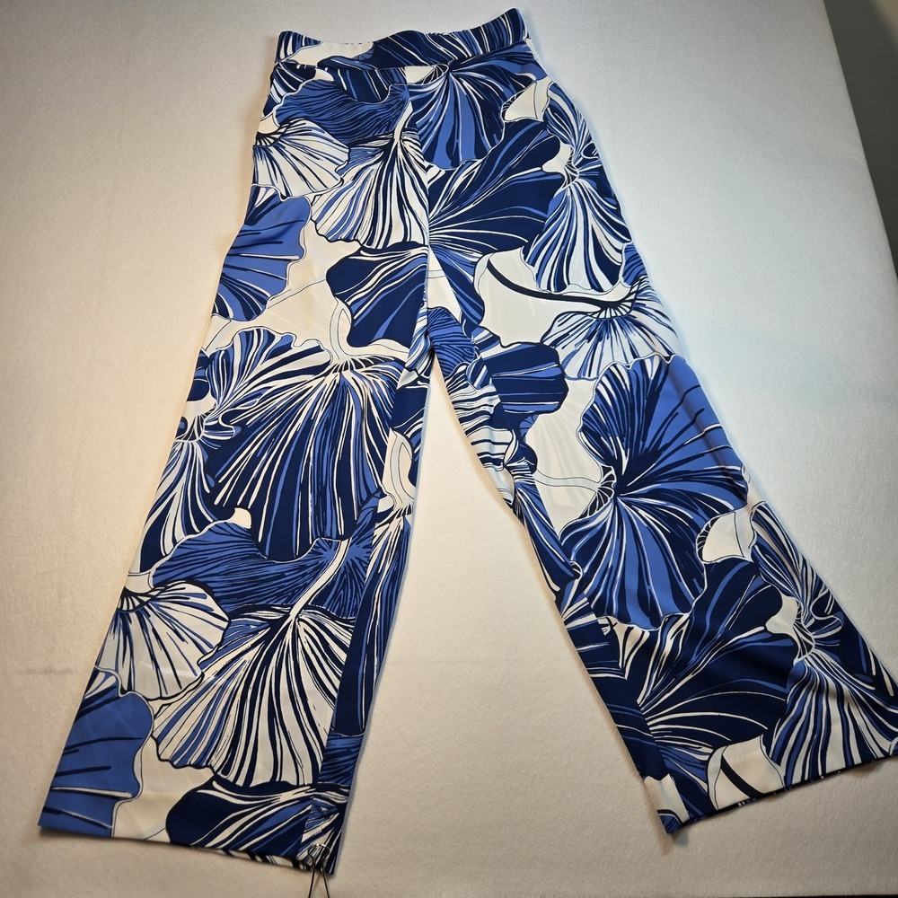 Ann Taylor Factory Pants Womens XSP Blue Excellent Tropical Wide Leg Petite